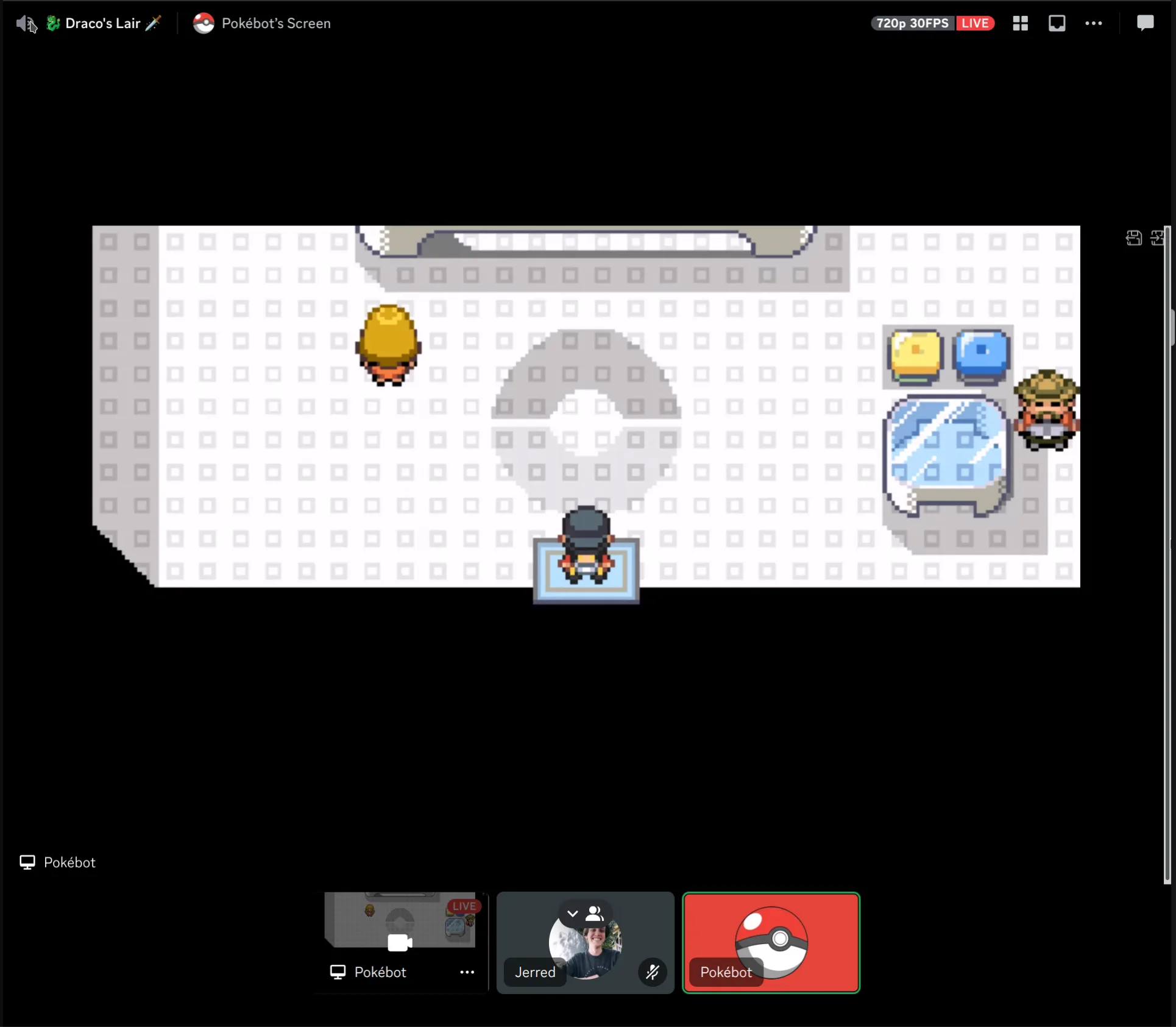 A screenshot of Discord streaming Pokémon